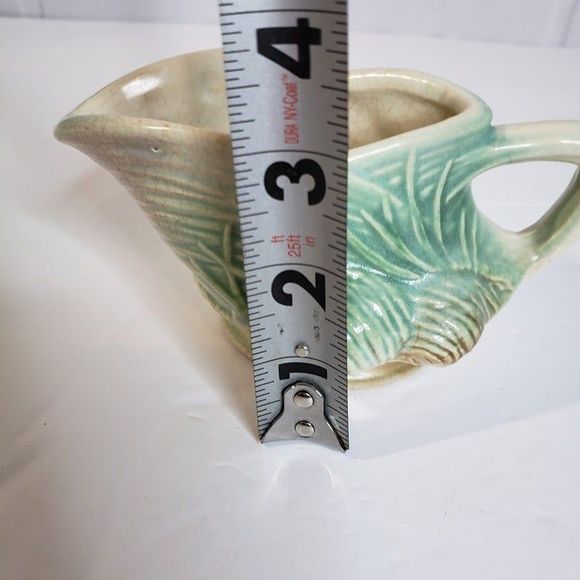Vintage MCM McCoy Green Ceramic Pinecone Creamer Cool Crazing - Picture 9 of 10